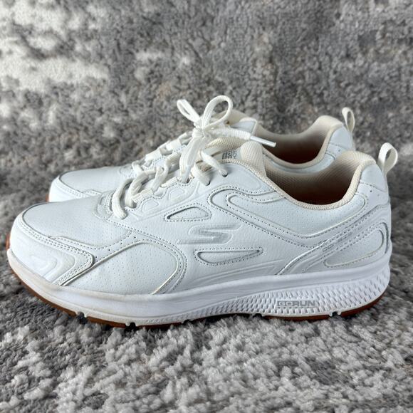 Skechers Size 10 Go Run Consistent Leather Sneakers White Lace Up Shoes 128274W - Picture 5 of 10
